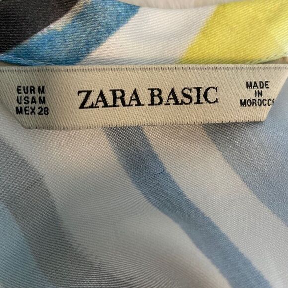 Zara Striped Long Sleeve Cropped Blouse Medium - Picture 7 of 8